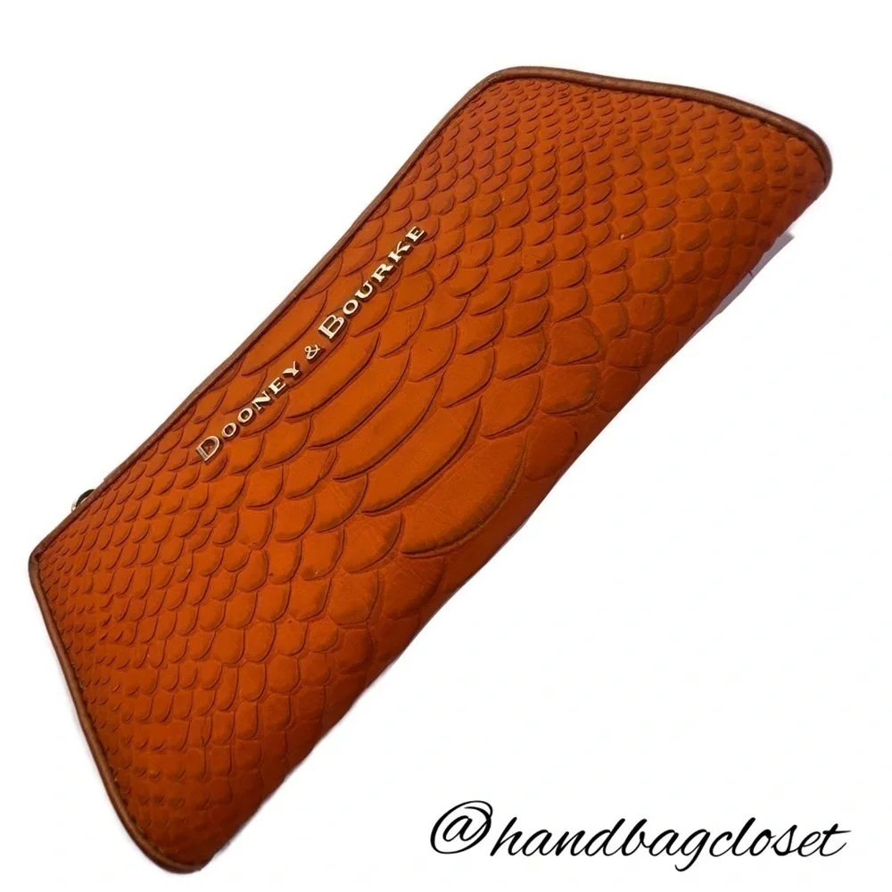 Dooney And Bourke DB Apricot Peach Orange Python Wallet Claremont Caldwell
